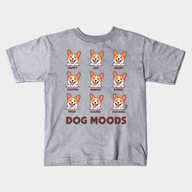 DOG MOODS Kids T-Shirt by toddgoldmanart